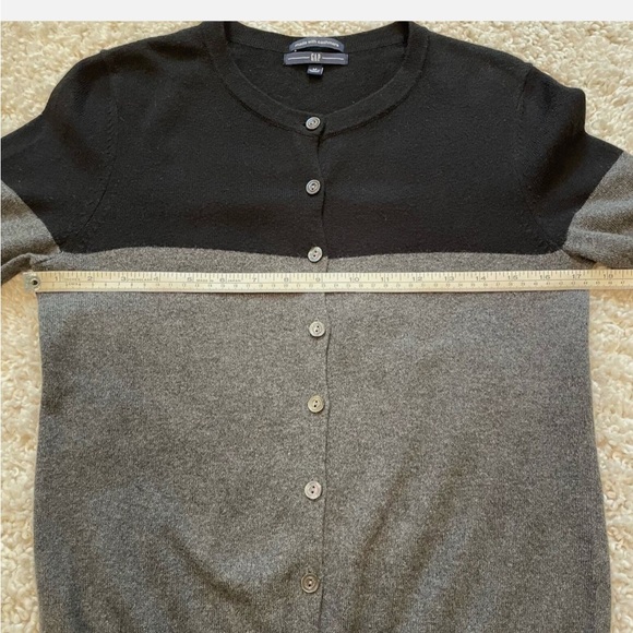 Luxury soft cashmere/cotton button cardigan sweater gray/black - Picture 5 of 8